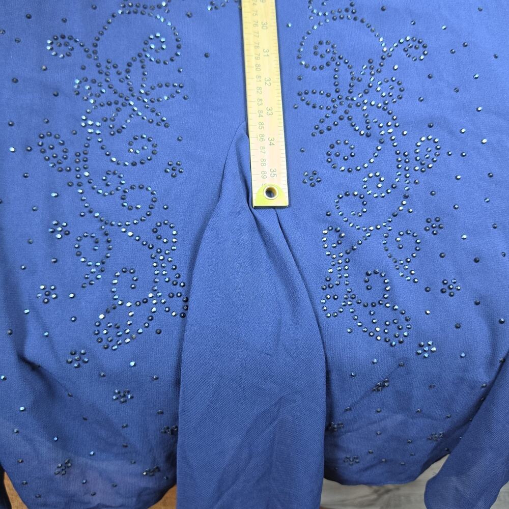 Catherines Blue Rhinestone Sleeveless Dress Plus Size 22W Lined Formal Evening - Picture 8 of 9
